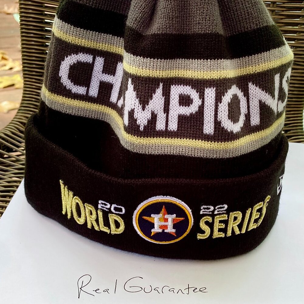 100% New Era Houston Astros 2022 Locker Room World Series Champions Knit Hat Cap